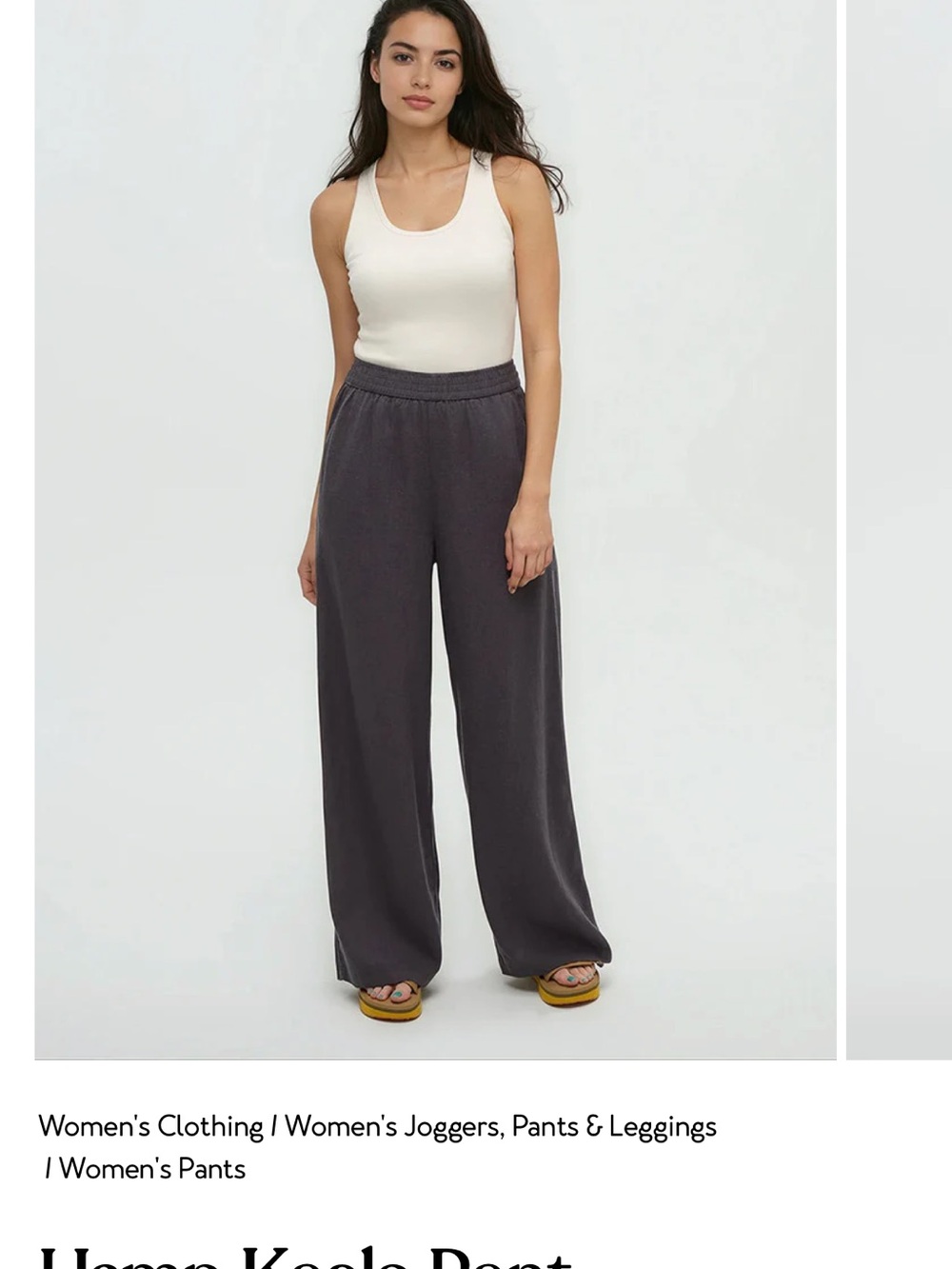 tentree Women's Wide Leg Elastic Waist Pants - Sage - Picture 8 of 8